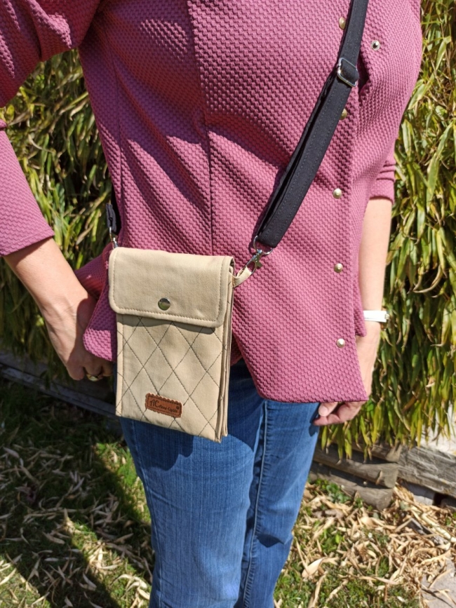 Pochette jean recyclé quadrillage noir – pièce unique | Anne Cyclée