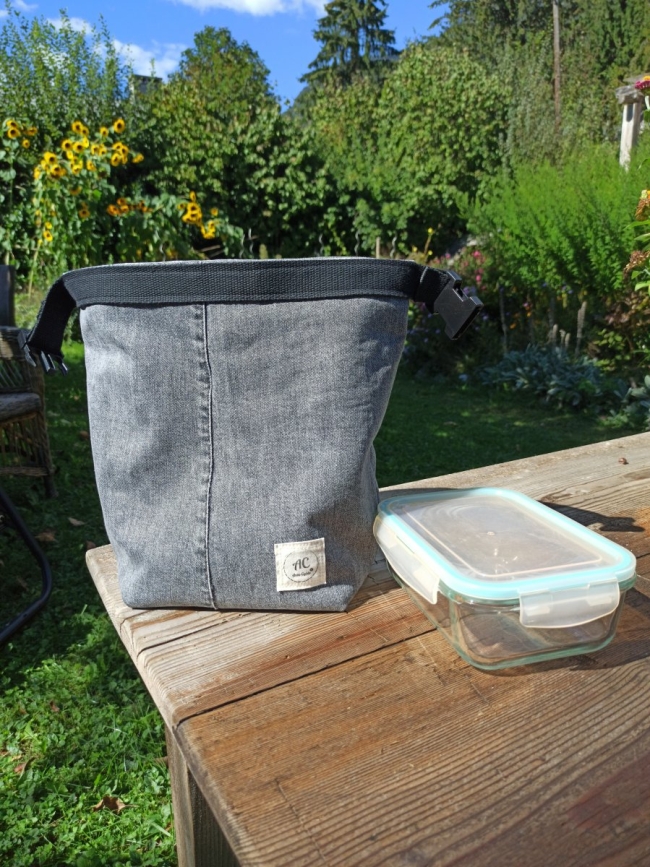 Sac repas nomade en jean gris